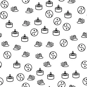 Chinese Philosophy Symbol Seamless Pattern Vector Stock Illustration