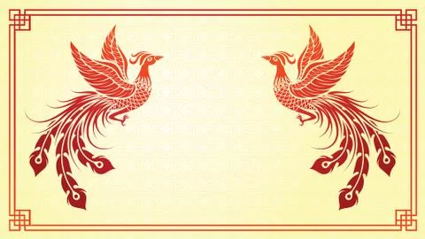 Chinese phoenix template Stock Illustration