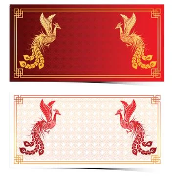 Chinese phoenix template Stock Illustration