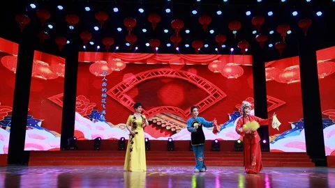 Chinese Pingju performance on the stage Stock Footage 126806720