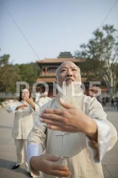 Chinese Practicing Tai Ji Stock Photos