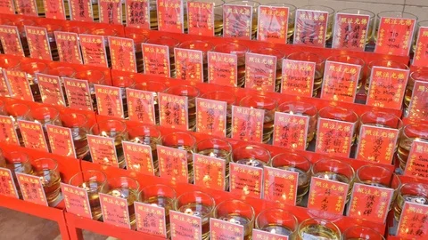 Chinese Prayer Candles Stock Footage 123391272