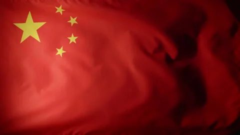 Chinese Real Flag Blowing in Wind, Chinese National Design Stock Footage 144674815