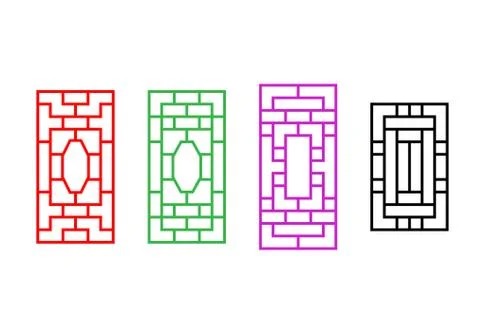 Chinese rectangle window frame in vector design Stock Illustration