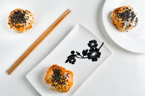 Chinese red bean paste cakes Stock Photos