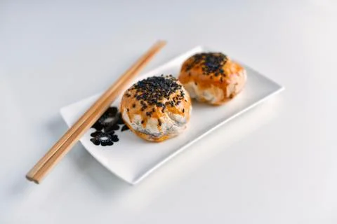 Chinese red bean paste cakes Stock Photos