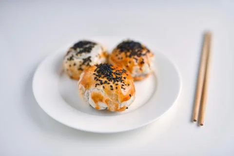 Chinese red bean paste cakes Stock Photos
