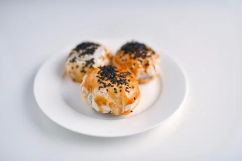 Chinese red bean paste cakes Stock Photos