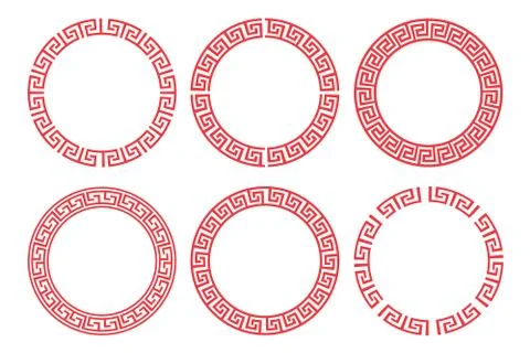 Chinese red circle frame set vector design. Stock Illustration