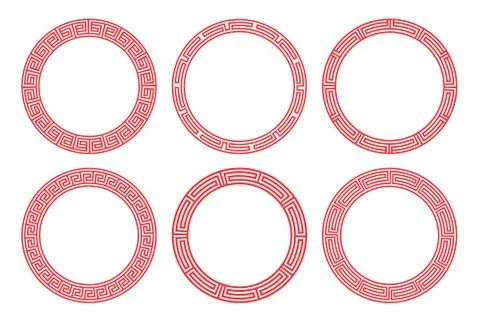 Chinese red circle frame set vector design. Stock Illustration