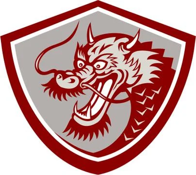 Chinese red dragon head shield Stock Illustration