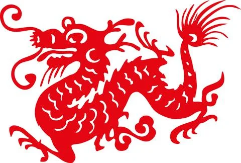 Chinese red Dragon logo. Stock Illustration