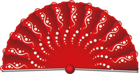 Chinese red fan with pattern Stock Illustration