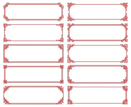 Chinese red frames, borders, Asian geometric lines Illustrazione stock