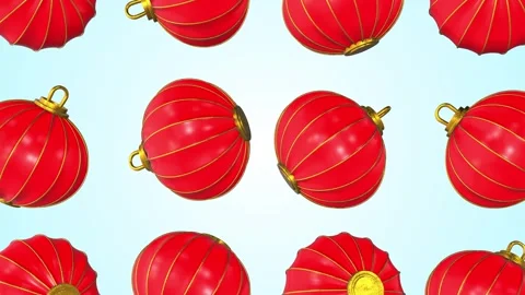 Chinese Red Lantern Falling on a Light Background. Paper Lantern 3D Animation. Stock Footage 290298700