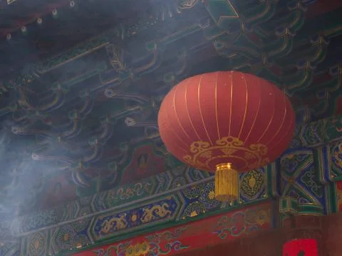 Chinese Red lantern in Shaolin Temple. The Shaolin Monastery is also known as Stock Photos