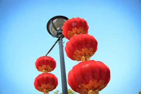 Chinese red lanterns Stock Photos