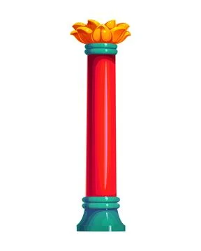 Chinese red pillar, palace column of temple pagoda Stock Illustration