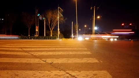 Chinese road junction at night, Hyperlapse 库存影片 109191468