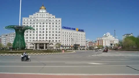 Chinese Roundabout Traffic Stock Footage 11058669