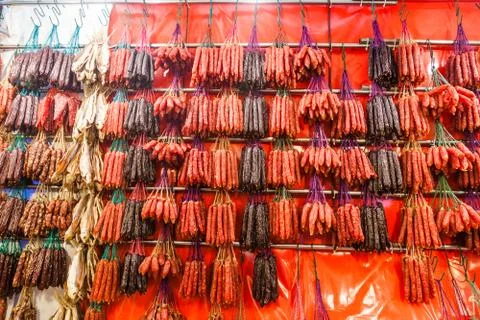 Chinese Sausages and Waxed Meat for Chinese New Year Stock Photos