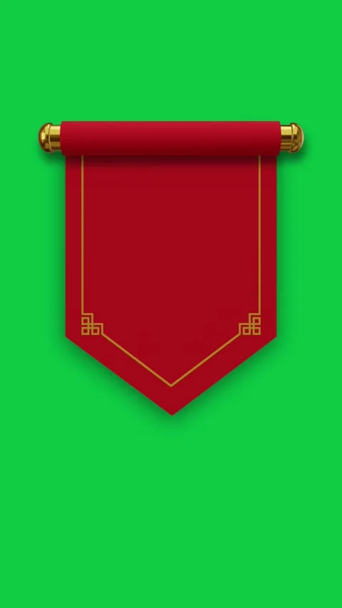 Chinese scroll 2 green Stock Footage 330363697