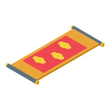 Chinese scroll painting representing three clouds in isometric view Stock Illustration