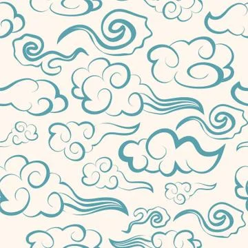 Chinese seamless clouds patterns. can ce used as background, wallpaper. Stock Illustration