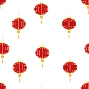 Chinese seamless pattern with feng shui paper lantern Illustrazione stock