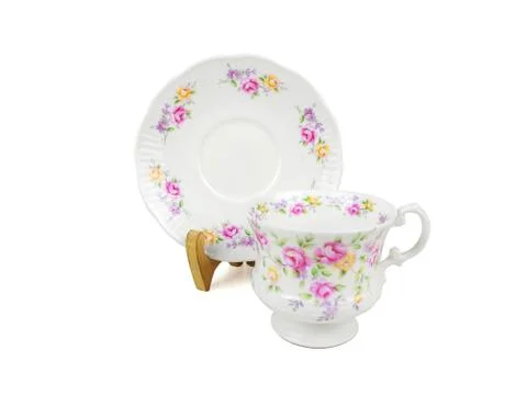 Chinese set of tea cups on white background Stock Photos