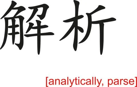 Chinese Sign for analytically, parse 库存插图