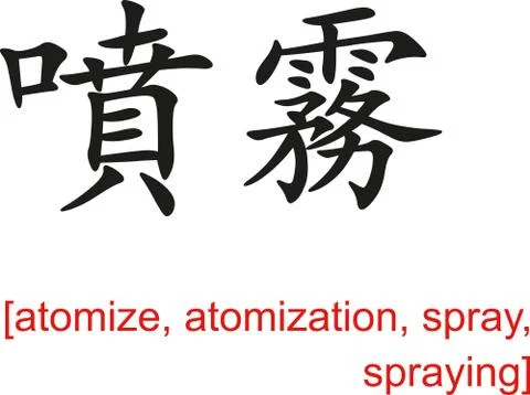 Chinese Sign for atomize, atomization, spray, spraying Stock Illustration