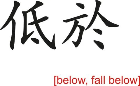Chinese Sign for below, fall below 스톡 일러스트