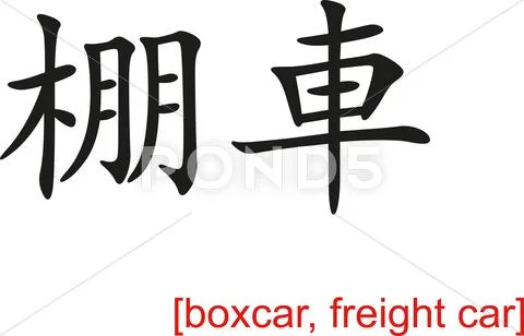 Chinese Sign for boxcar, freight car Stock Illustration