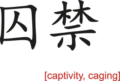Chinese Sign for captivity, caging Illustrazione stock