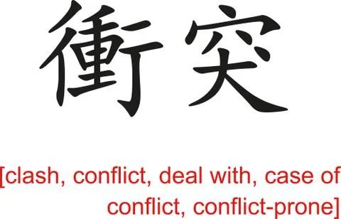 Chinese Sign for clash, conflict, deal with, case of conflict Stock Illustration