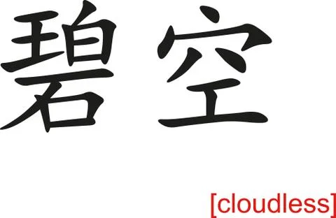 Chinese Sign for cloudless Stock Illustration