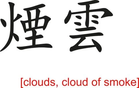 Chinese Sign for clouds, cloud of smoke Illustrazione stock