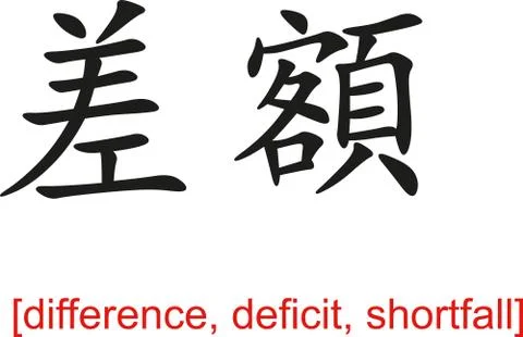 Chinese Sign for difference, deficit, shortfall Stock Illustration