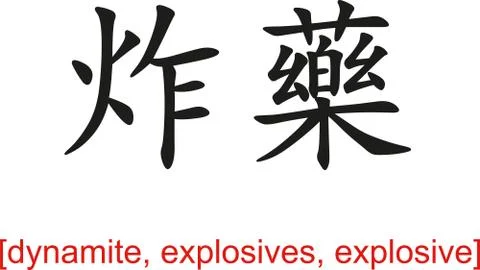 Chinese Sign for dynamite, explosives, explosive Ilustración de archivo
