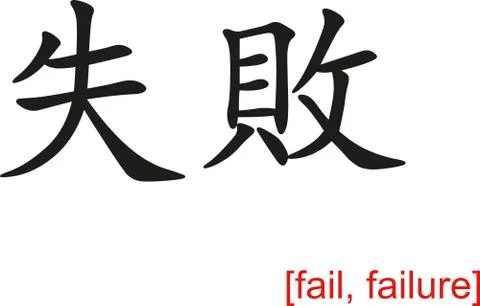 Chinese Sign for failure, fail, failed 库存插图
