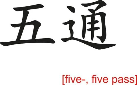 Chinese Sign for five-, five pass Stock Illustration