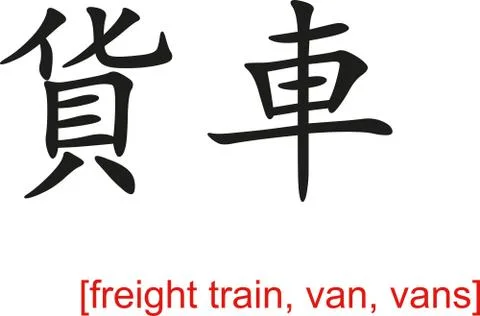 Chinese Sign for freight train, van, vans Stock Illustration