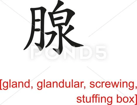 Chinese Sign for gland, glandular, screwing, stuffing box Stock Illustration