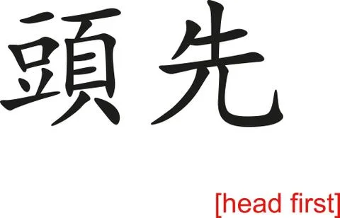 Chinese Sign for head first Illustrazione stock