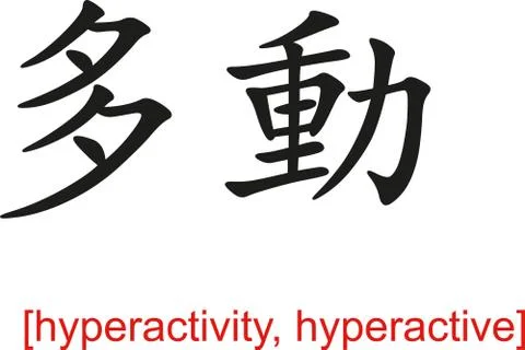 Chinese Sign for hyperactivity, hyperactive Stock Illustration