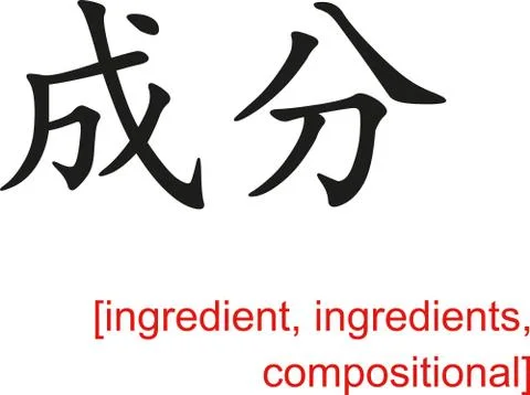 Chinese Sign for ingredient, ingredients, compositional Stock Illustration