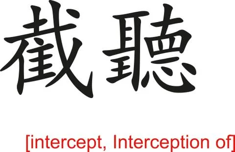 Chinese Sign for intercept, Interception of Stock Illustration