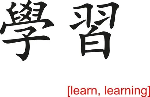 Chinese Sign for learn, learning Illustrazione stock