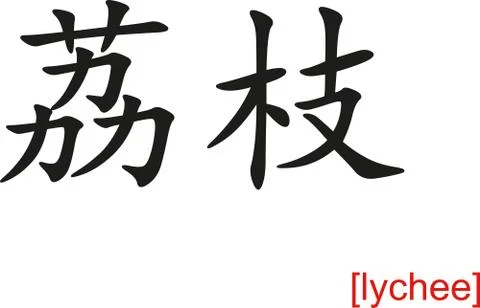 Chinese Sign for lychee Stock Illustration